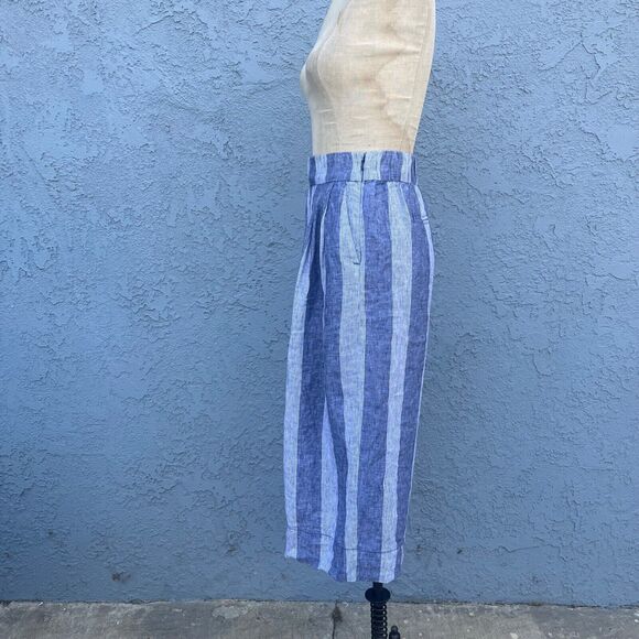 Gap Womens Linen Wide Leg Pants Size Small Striped Nautical culottes - Picture 9 of 14